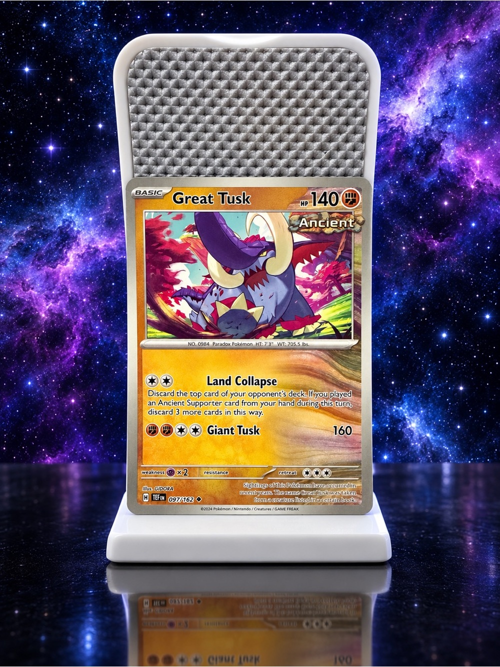 Great Tusk Pokémon Card Display - Yellow/Gold